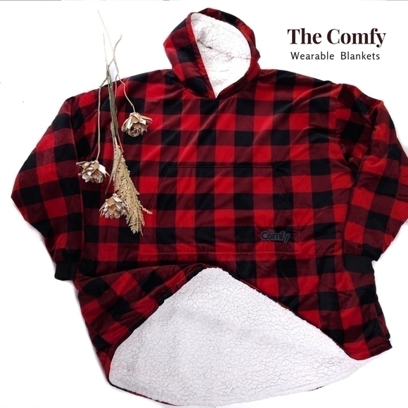 The Comfy Red Black Plaid Wearable Oversized Fleece Blankets - Picture 7 of 14